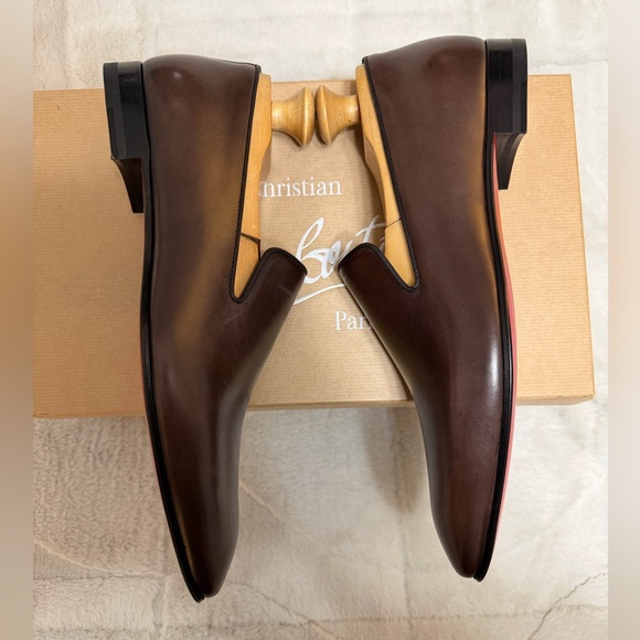 NEW! $990 Christian Louboutin Men’s Dandelion Brown Leather Loafers 43 9.5 / 10 - Picture 4 of 10
